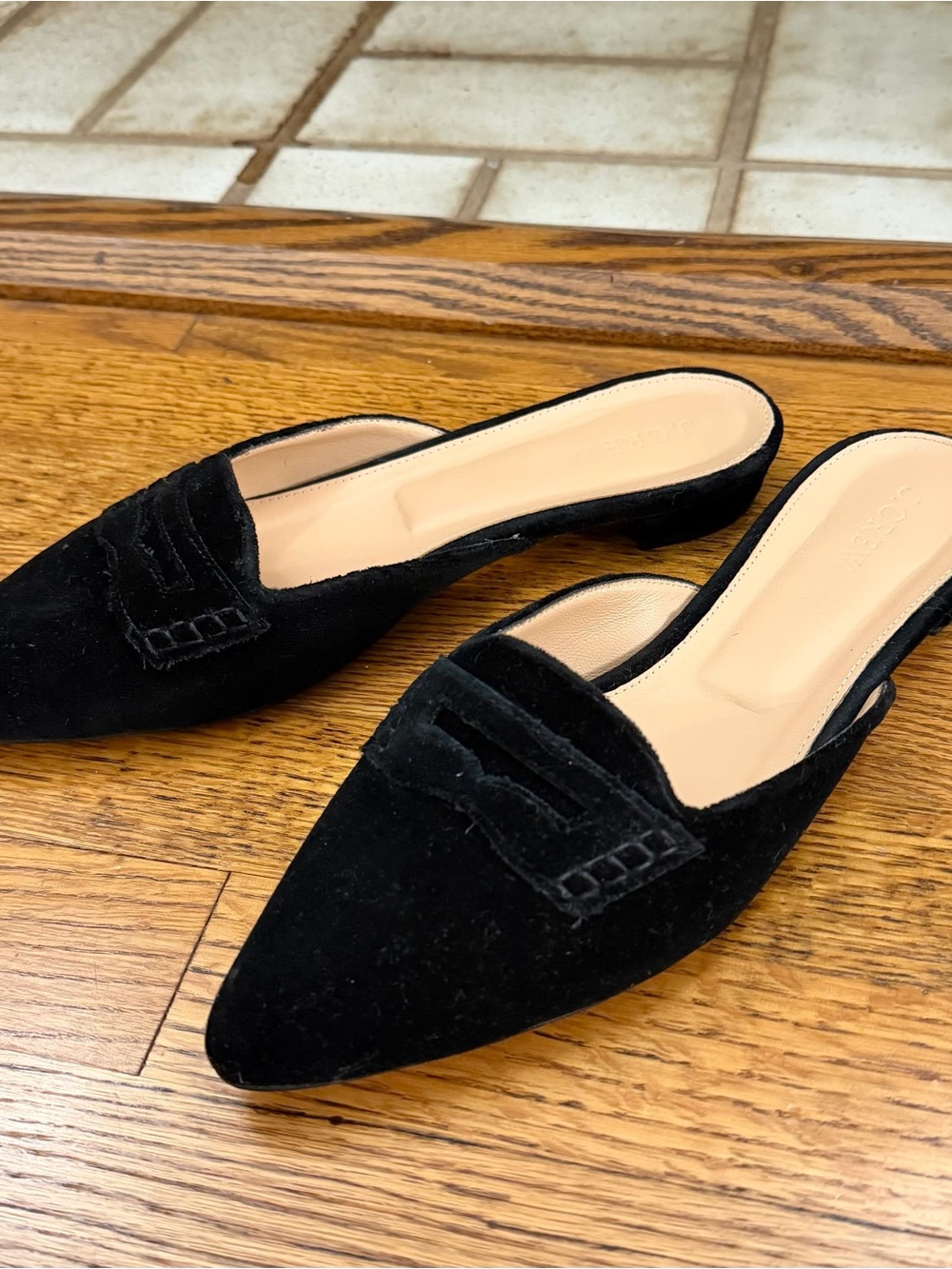 J. Crew Black Velvet Loafer Mules 9.5US